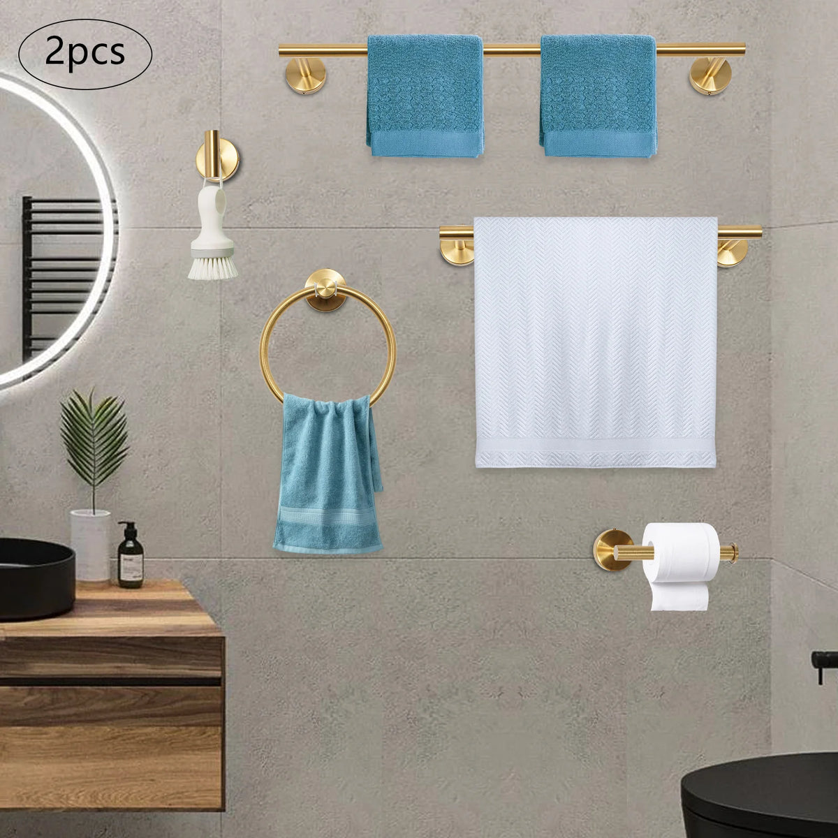 Electroplated Stainless Steel Wall Mount Bathroom Hardware Set