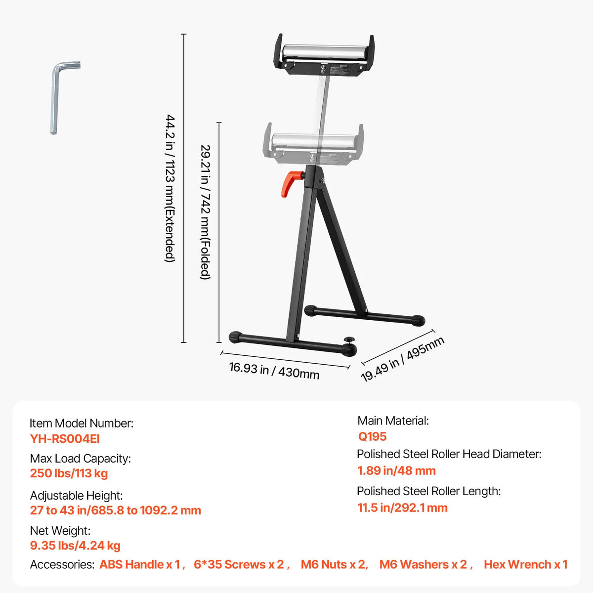 Succebuy Adjustable Steel Roller Stand For Woodworking Extension Support