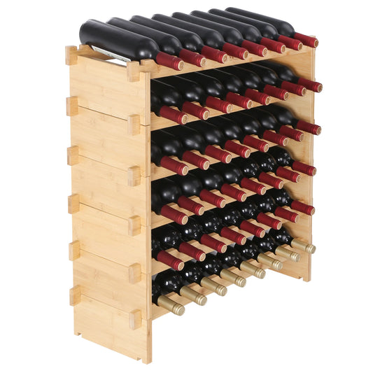 SucceBuy Bamboo Stackable Wine Rack Free Standing Bottle Organizer