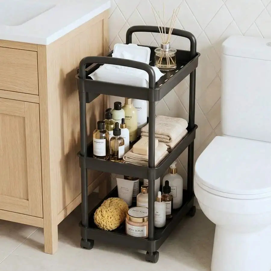 Multi Tier Metal Rolling Utility Storage Cart With Wheels