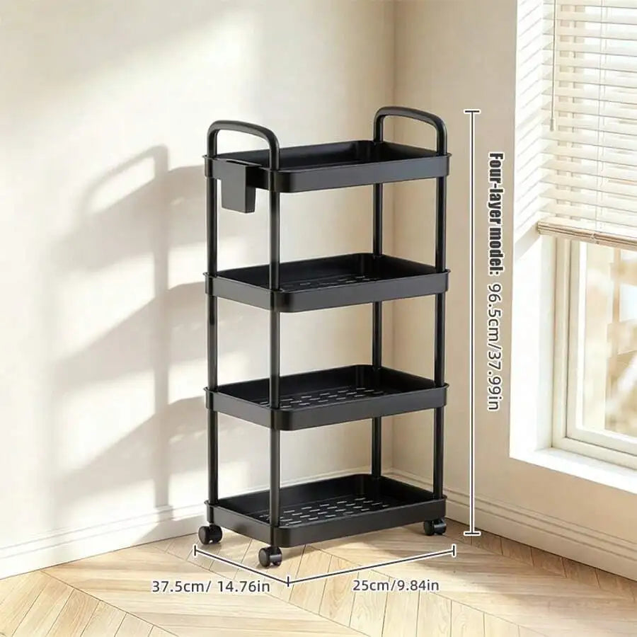 Multi Tier Metal Rolling Utility Storage Cart With Wheels