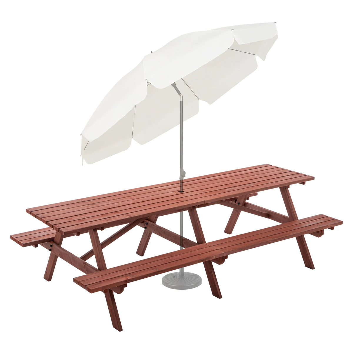 Premium Solid Hardwood Outdoor Picnic Table With Built In Benches