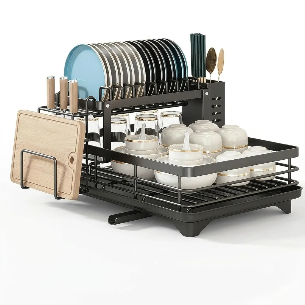 AeHome Heavy Metal Kitchen Dish Drying Rack With Storage Shelf