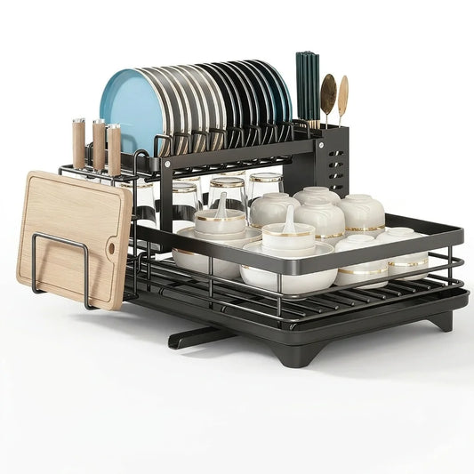 AeHome Heavy Metal Kitchen Dish Drying Rack With Storage Shelf