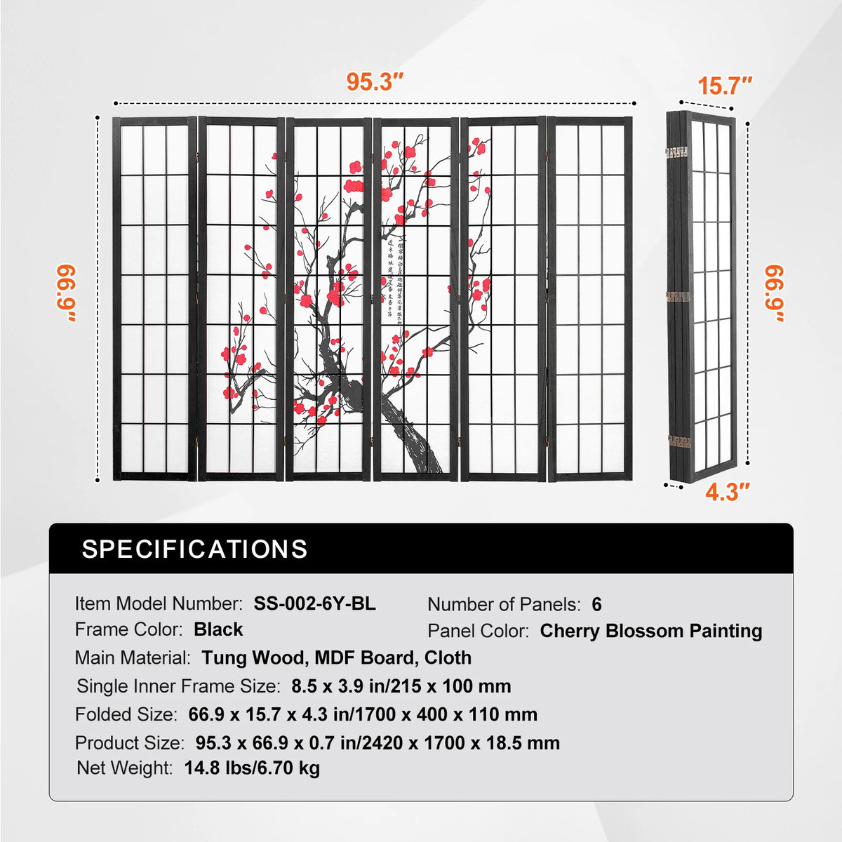 SucceBuy Wood Folding Privacy Screen Room Divider Decor