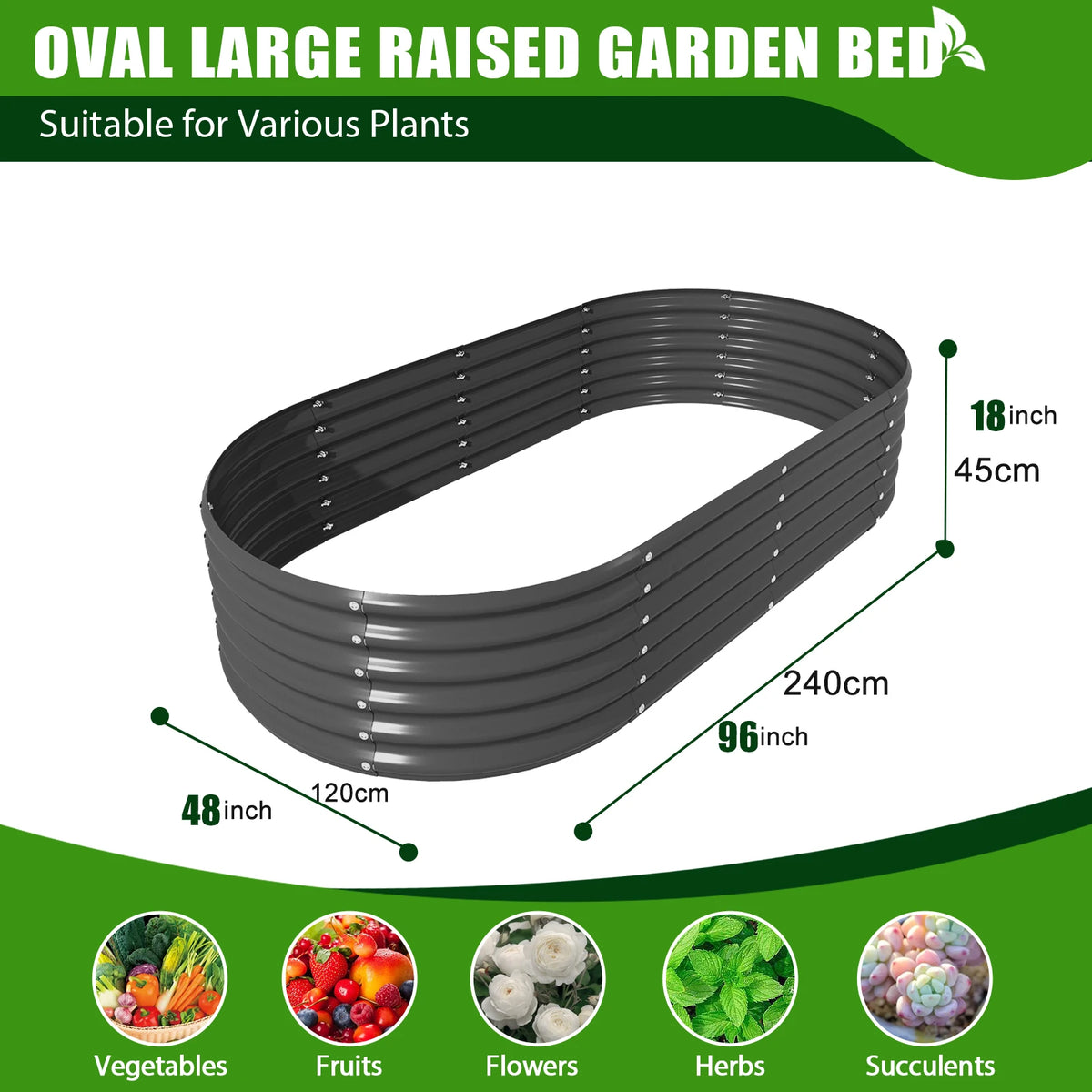 Tramull Corrugated Galvanized Metal Raised Garden Bed For Outdoors