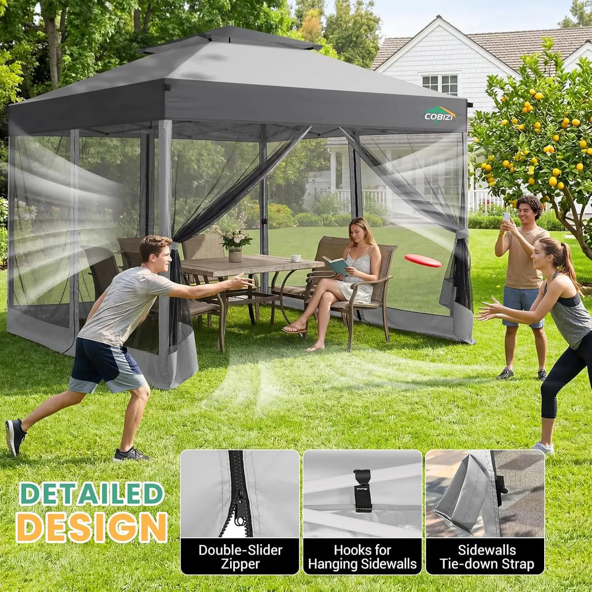 One Push Pop Up Gazebo With Dual Vent Mosquito Netting