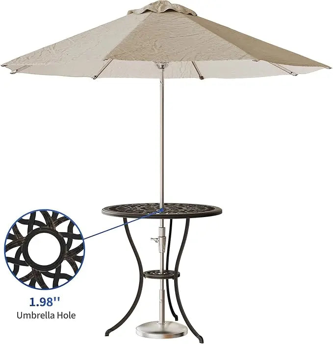 HiMiss Round Aluminum Side Table With Umbrella Hole