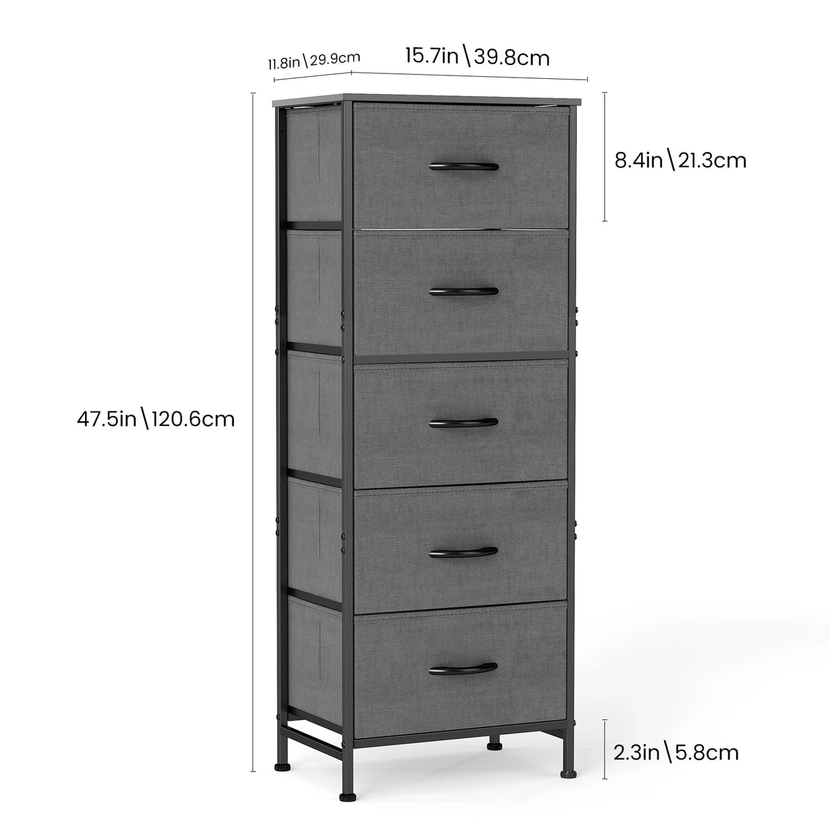 JHK Modern Five Drawer Fabric Storage Cabinet With Steel Frame