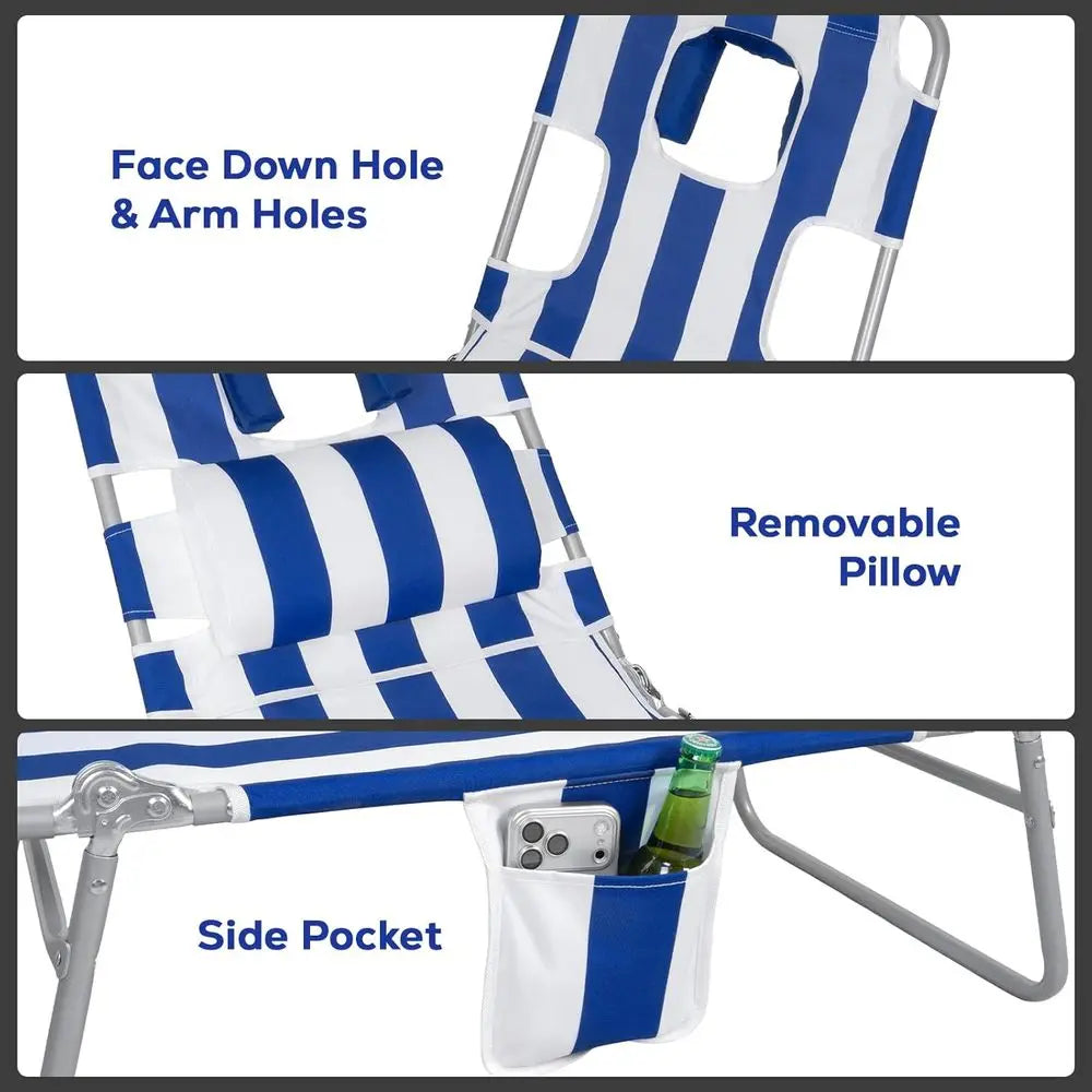 2 Pack Reclining Tanning Chair With Five Position Back Support
