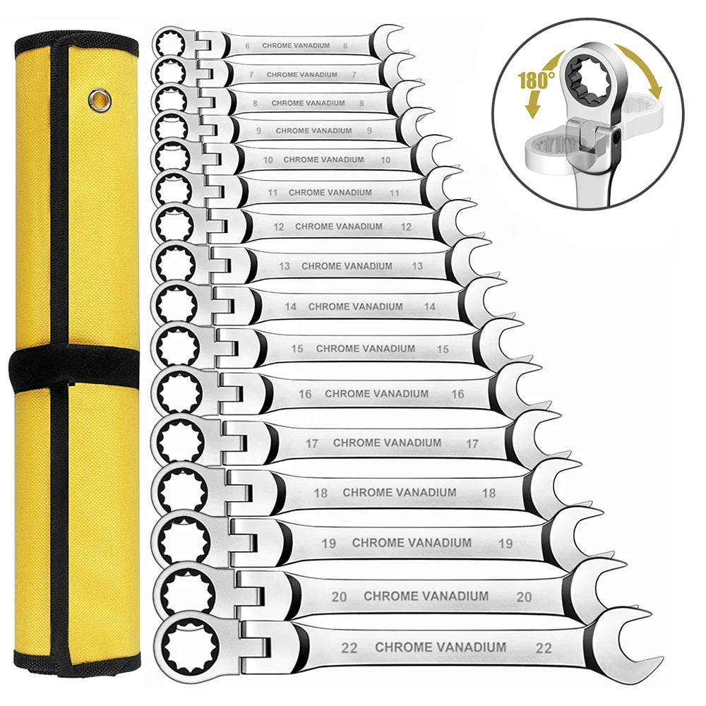 Carbon Steel Double Ended Ratchet Wrench Set for Home Garage