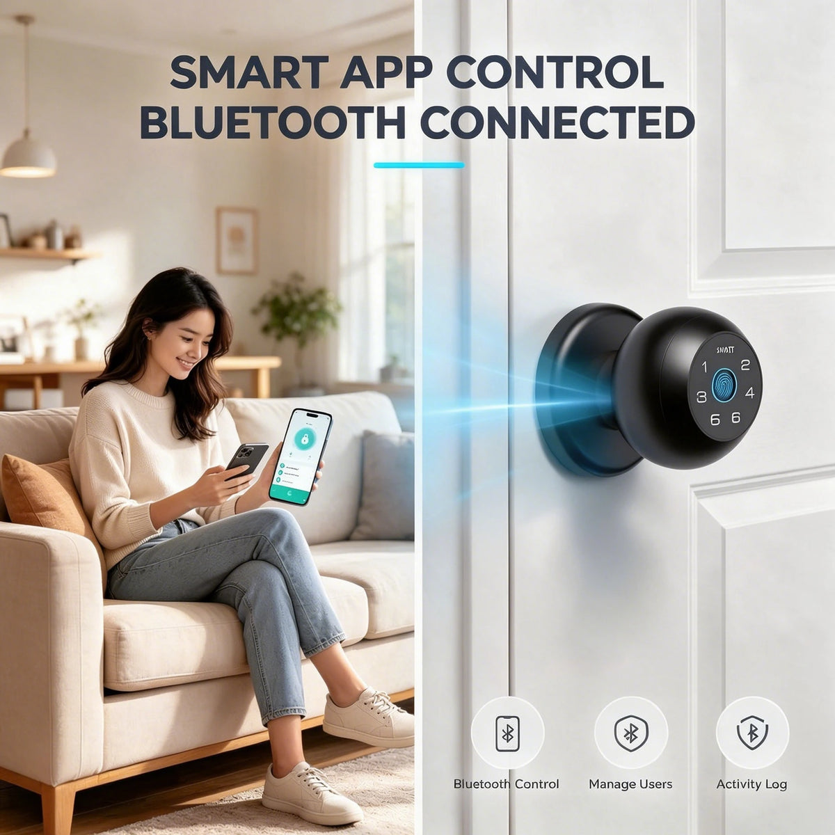 Viladepot Smart Interior Door Lock With Fingerprint And Keypad