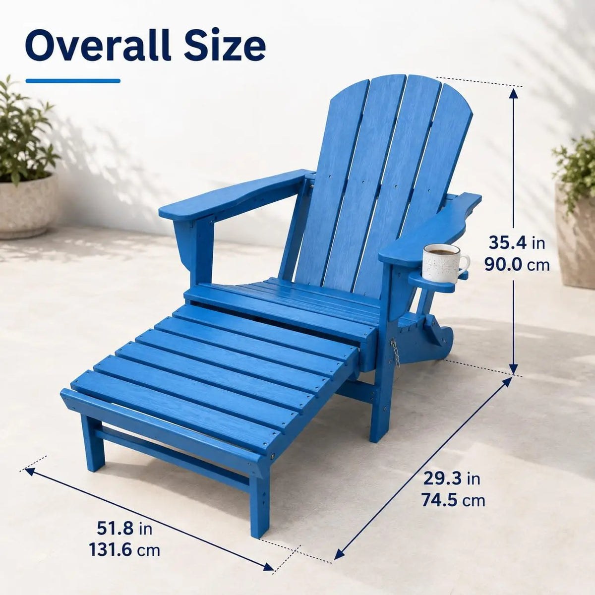 Sunvasagoo Folding Hdpe Adirondack Chair With Retractable Ottoman