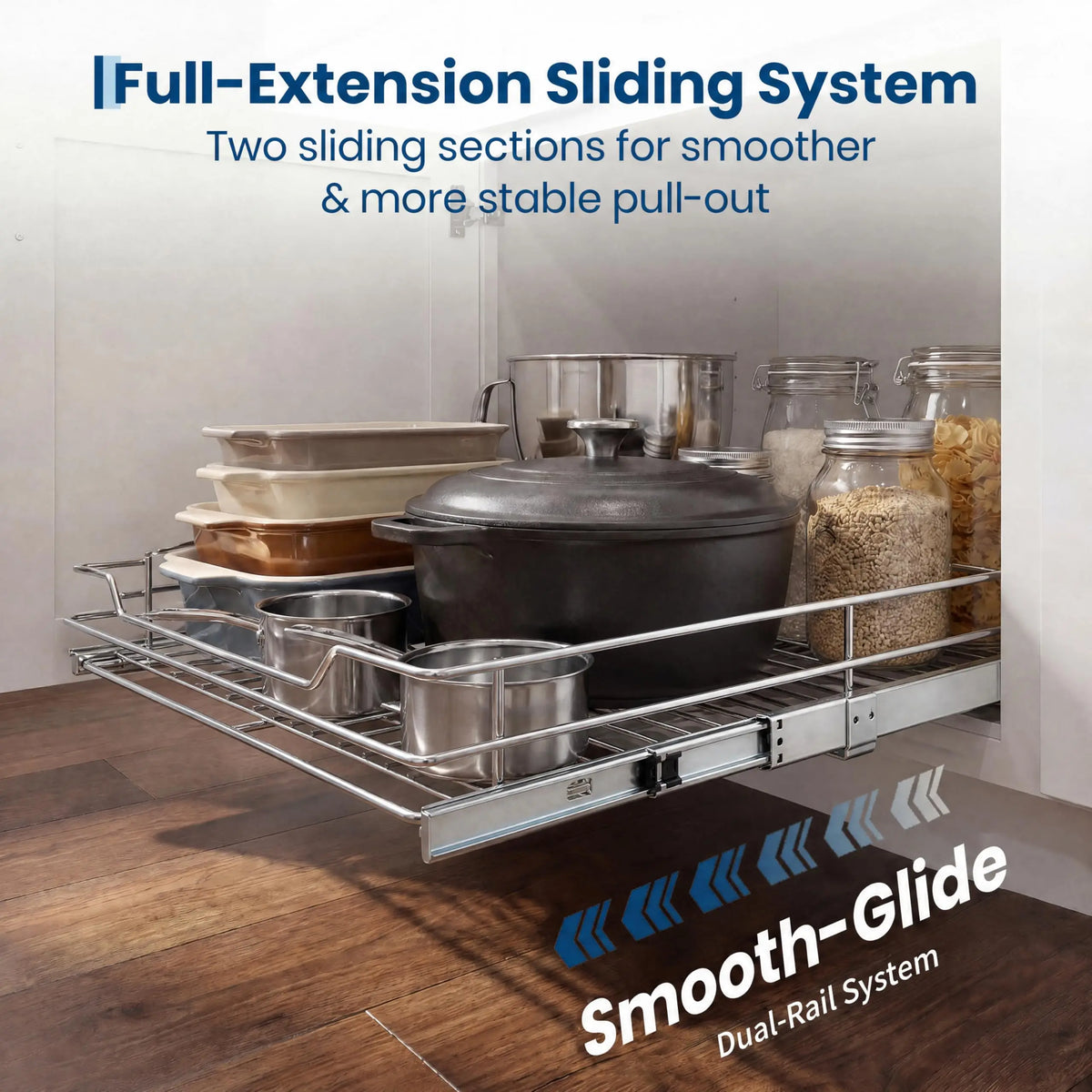 HiMISS Stainless Steel Pull Out Kitchen Cabinet Organizer