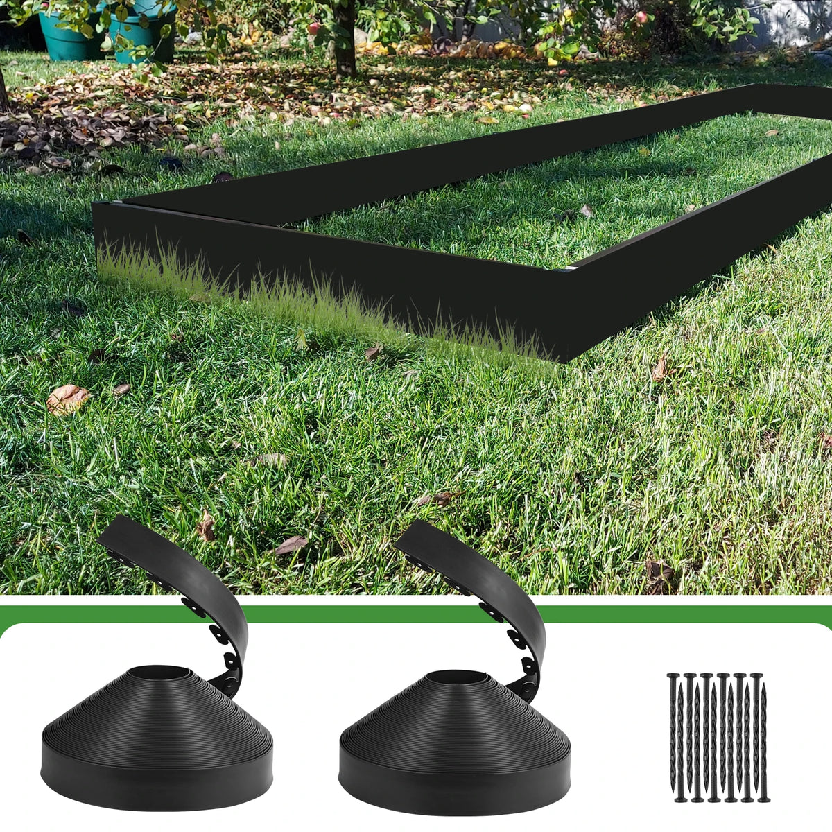 Durable Flexible Landscape Lawn Edging Border Kit With Ground Spikes