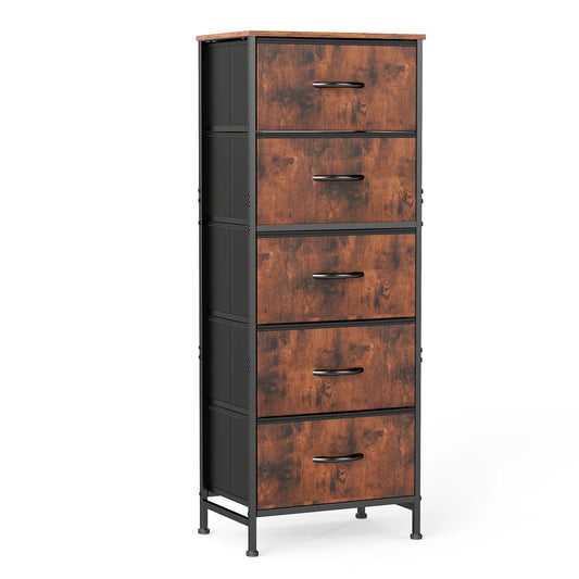JHK Modern Five Drawer Fabric Storage Cabinet With Steel Frame