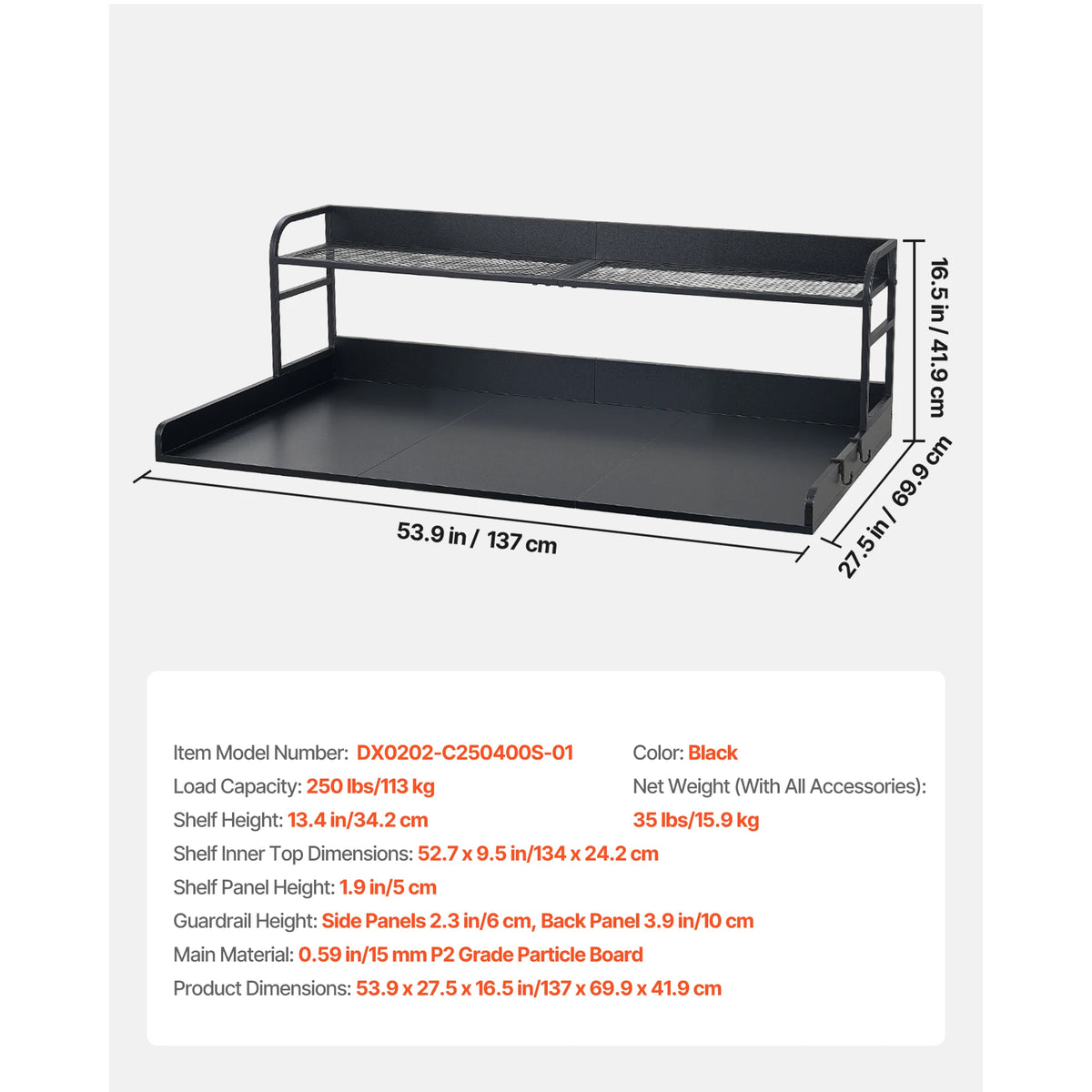 SucceBuy Wall Mounted Metal Washer Dryer Countertop Laundry Shelf