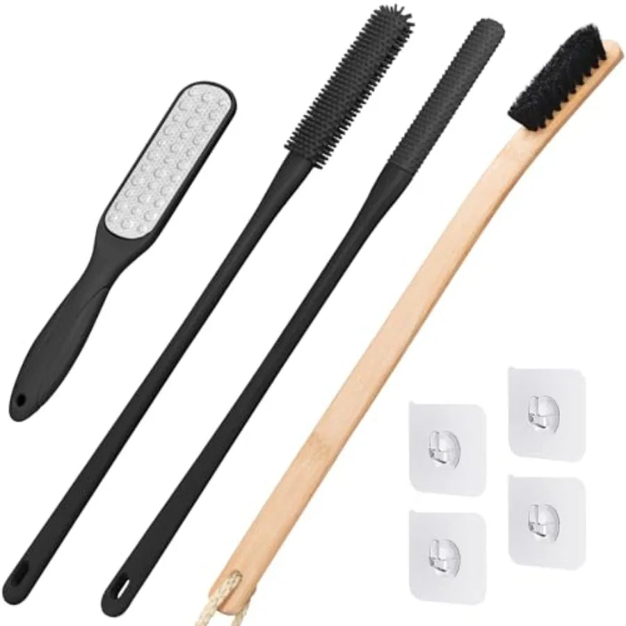 4 Pack Long Handle Toe Cleaning Brush Set For Bathrooms