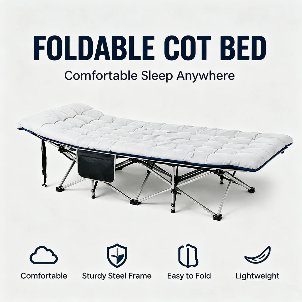 Portable Folding Camping Cot With Thick Padded Mattress