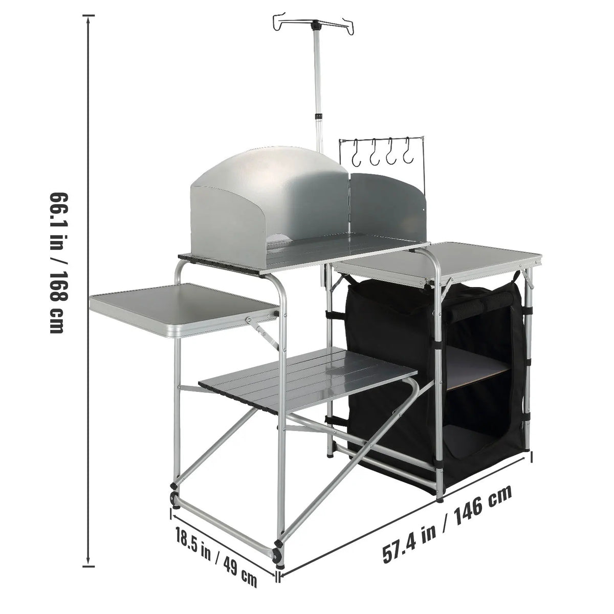 SucceBuy Portable Folding Camping Kitchen Table With Storage Rack